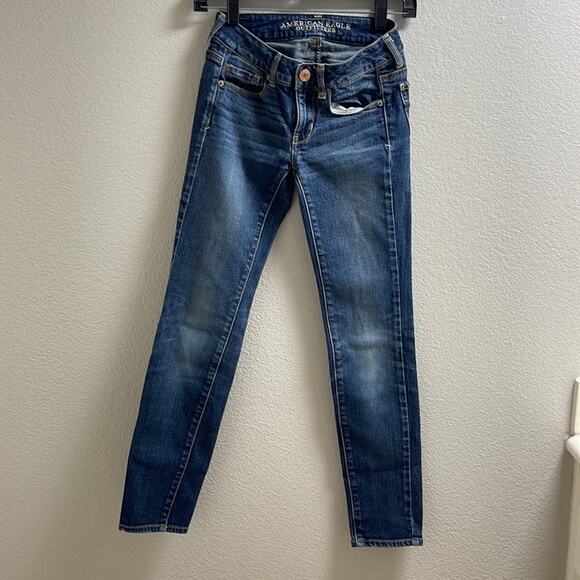 E) American Eagle Outfitters Skinny Stretch Women Jeans Blue size 00 - Picture 1 of 12